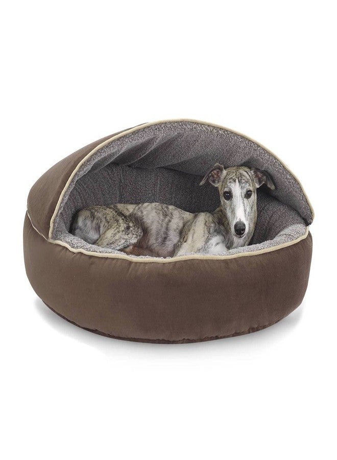Fluffy's Luxurious Hooded Cover Fleece Fabric Fiber Filled Dogs & Cats Bed (Export Quality) (XL, Brown) - Image 1